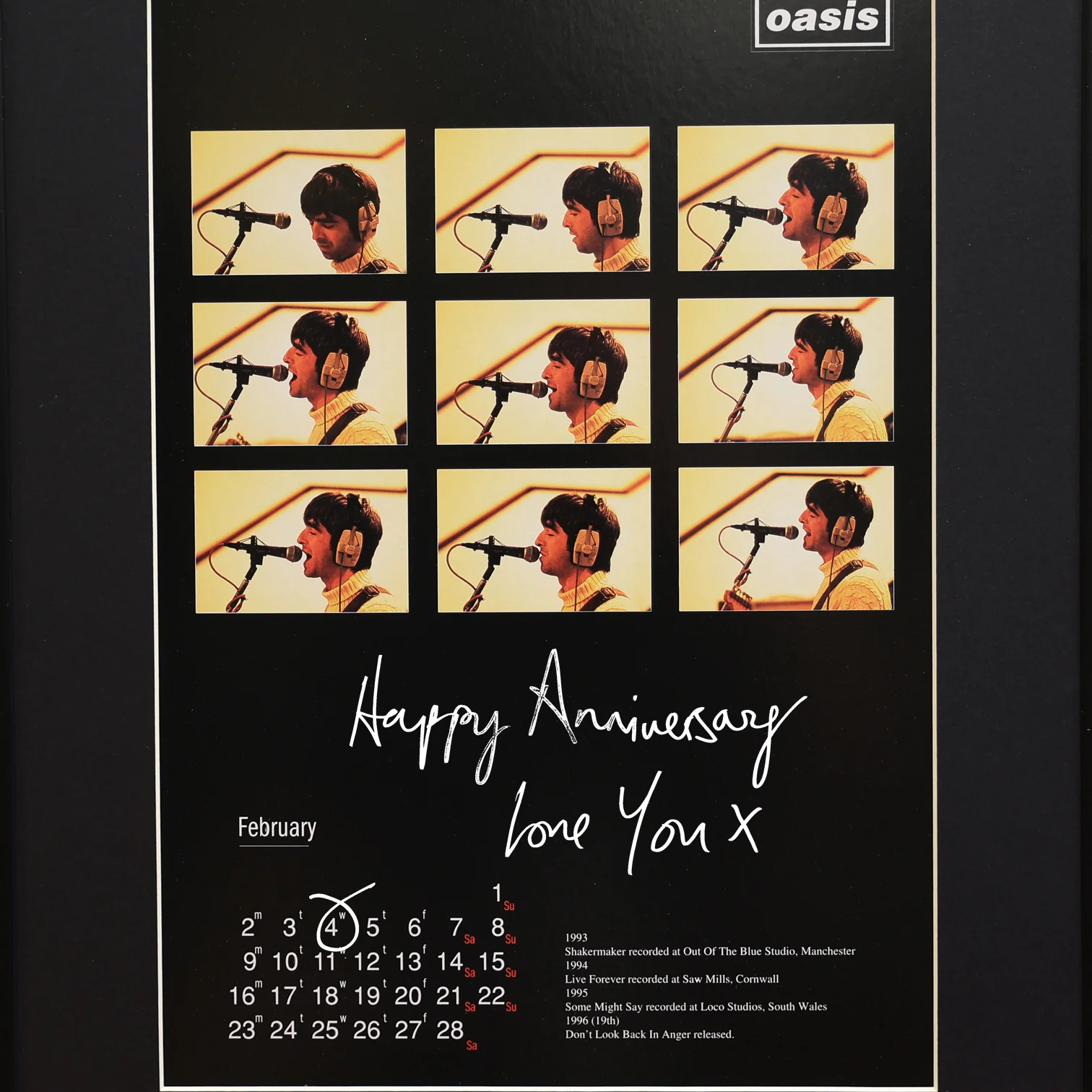 Oasis - January Personalised Calendar. - Image 4